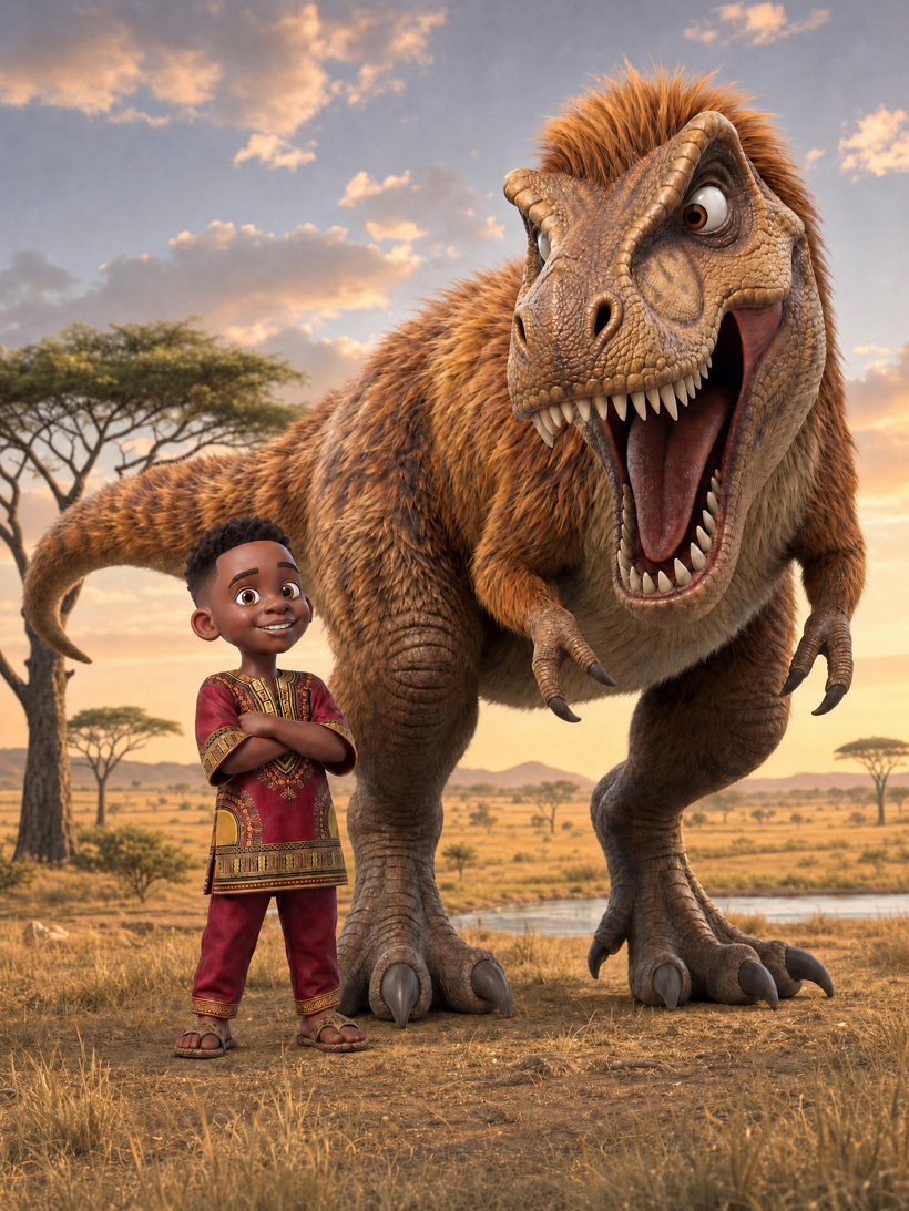 Jabari and his Tyrannosaurus Rex